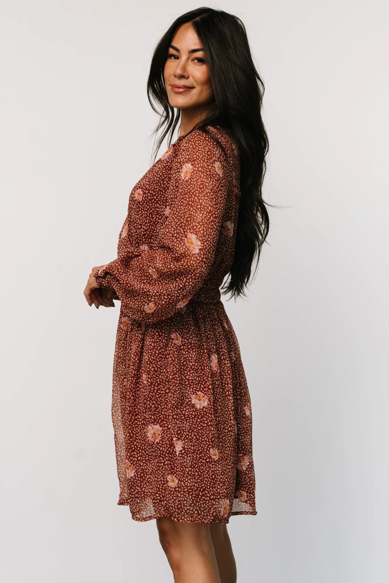 Anne Short Dress | Rust Print