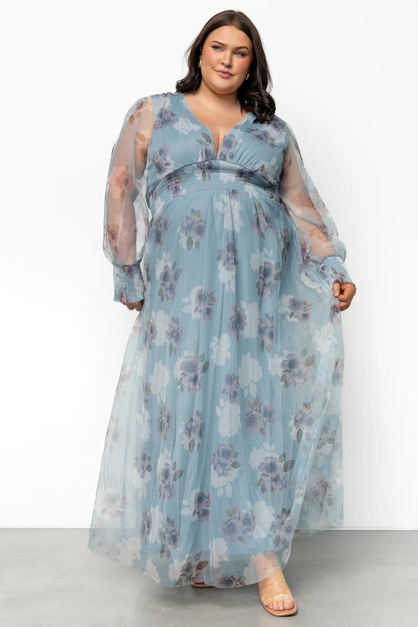Layla Tulle Maxi Dress | Light Blue Floral