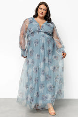Layla Tulle Maxi Dress | Light Blue Floral