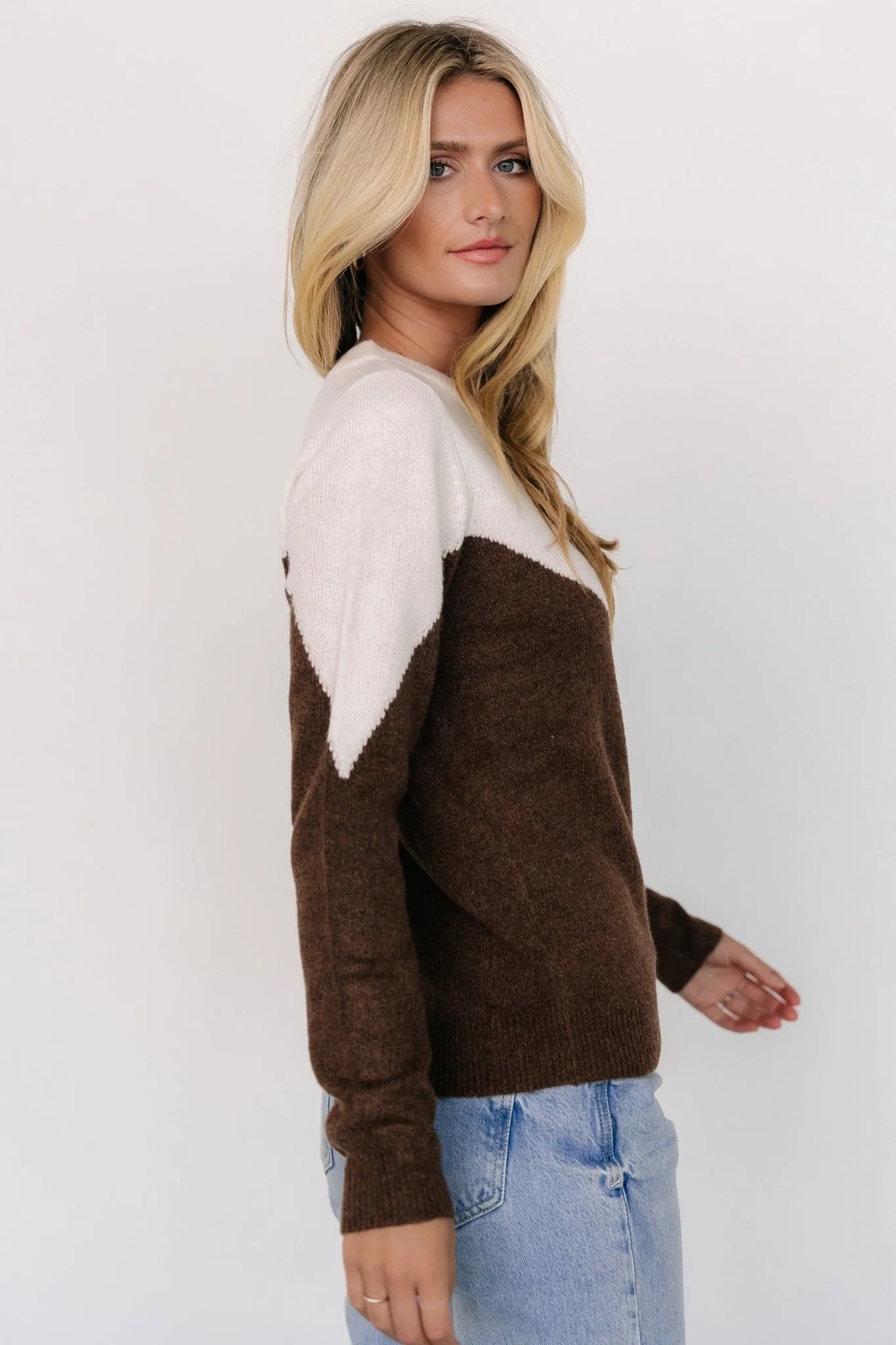 Tanner Sweater | Ivory + Brown