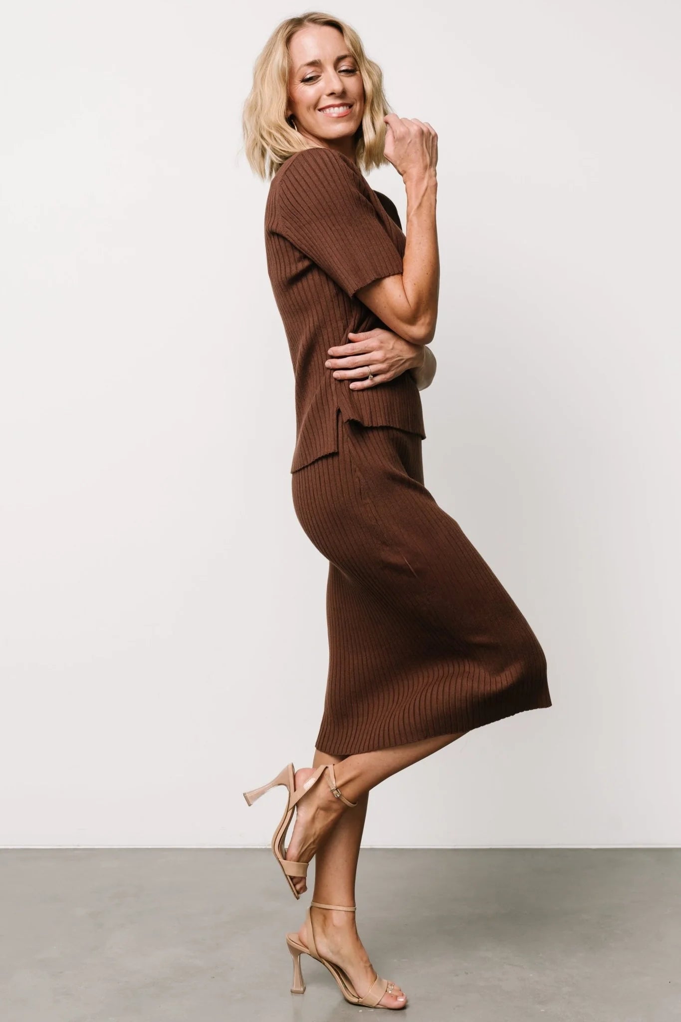 Stormi Ribbed Sweater Top | Brown