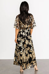 Lucy Sequin Dress | Black + Gold