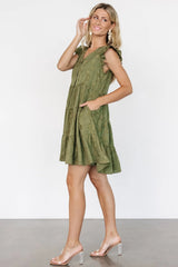 Kayla Button Up Short Dress | Olive