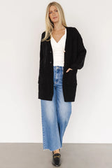 Alberta Cable Knit Cardigan | Black