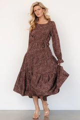 Ashlyn Long Sleeve Dress | Brown Print