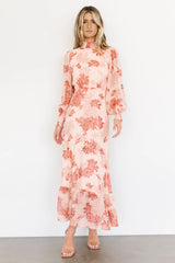 Luciana Maxi Dress | Beige + Rose