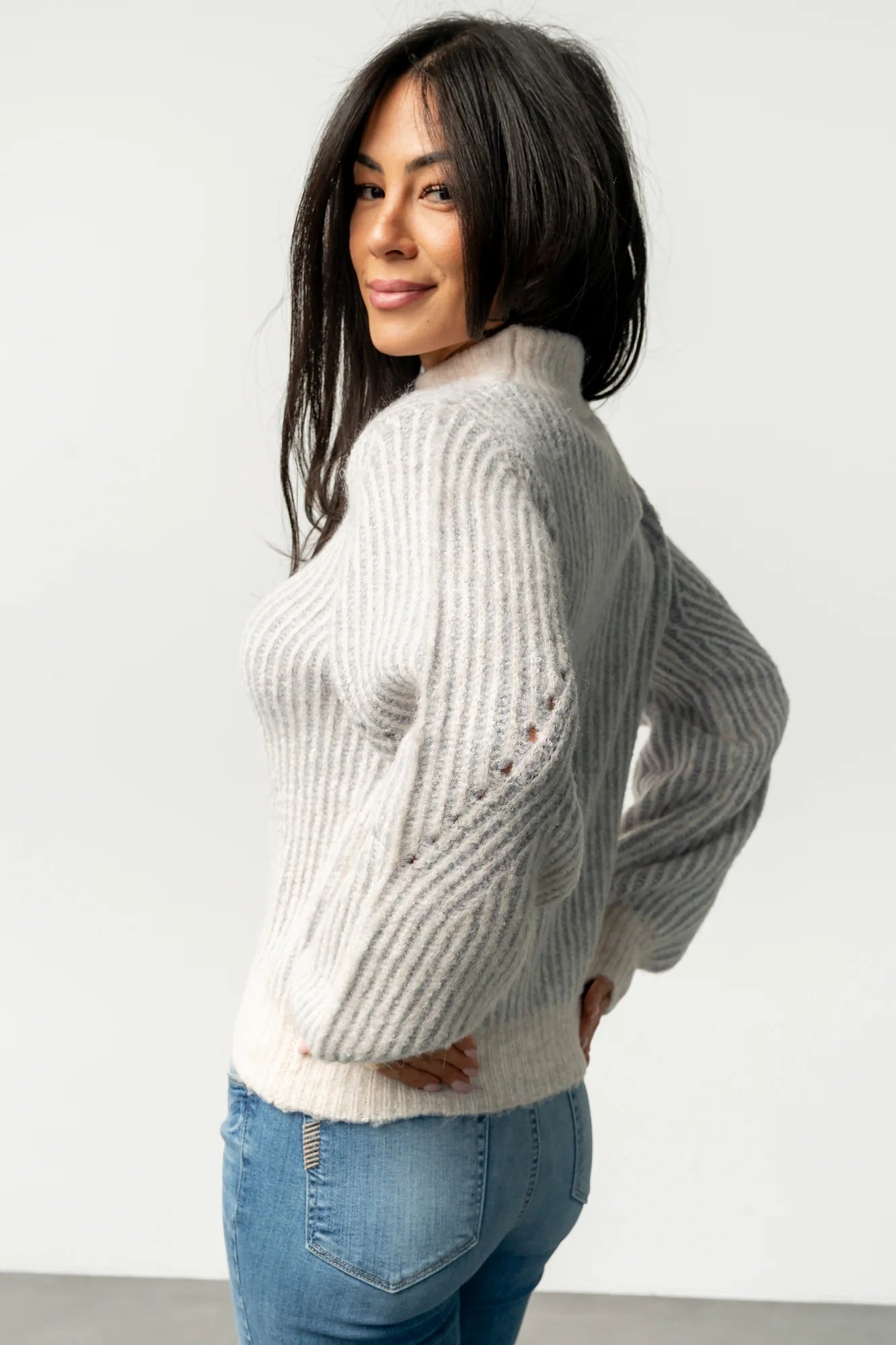 Vanessa Sweater | Natural + Blue Stripe