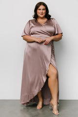 Vara Satin Maxi Wrap Dress | Lilac
