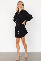 Andres Button Shirt Dress | Black