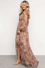 Katara Tulle Maxi Dress | Mocha Floral