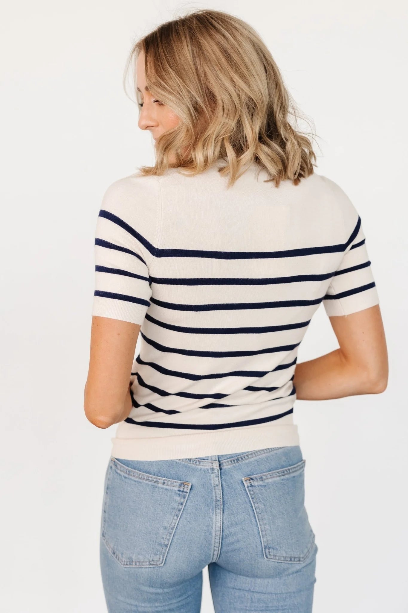 Alyson Knit Top | Ivory + Navy