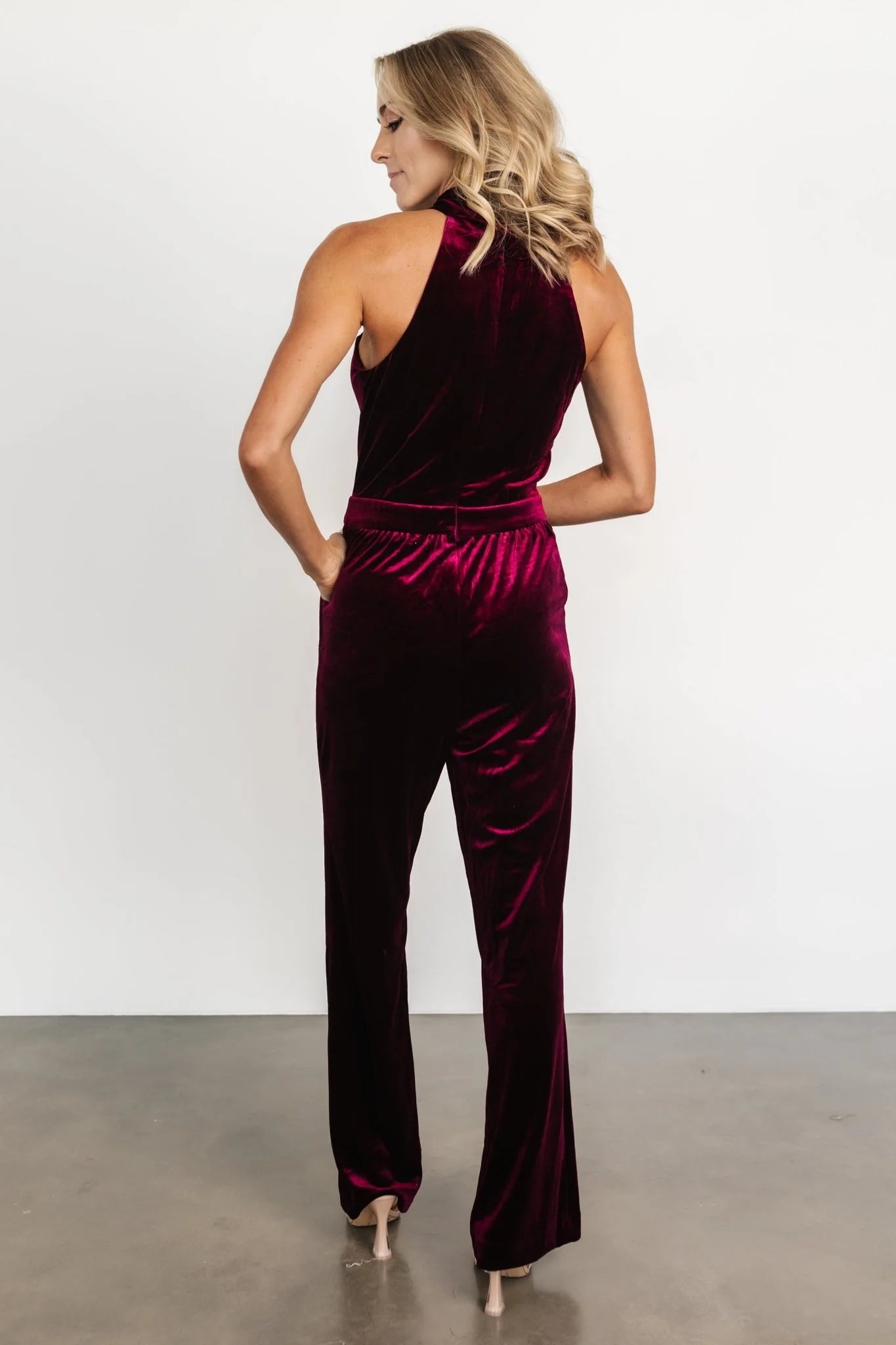 Cleopatra Velvet Jumpsuit | Burgundy