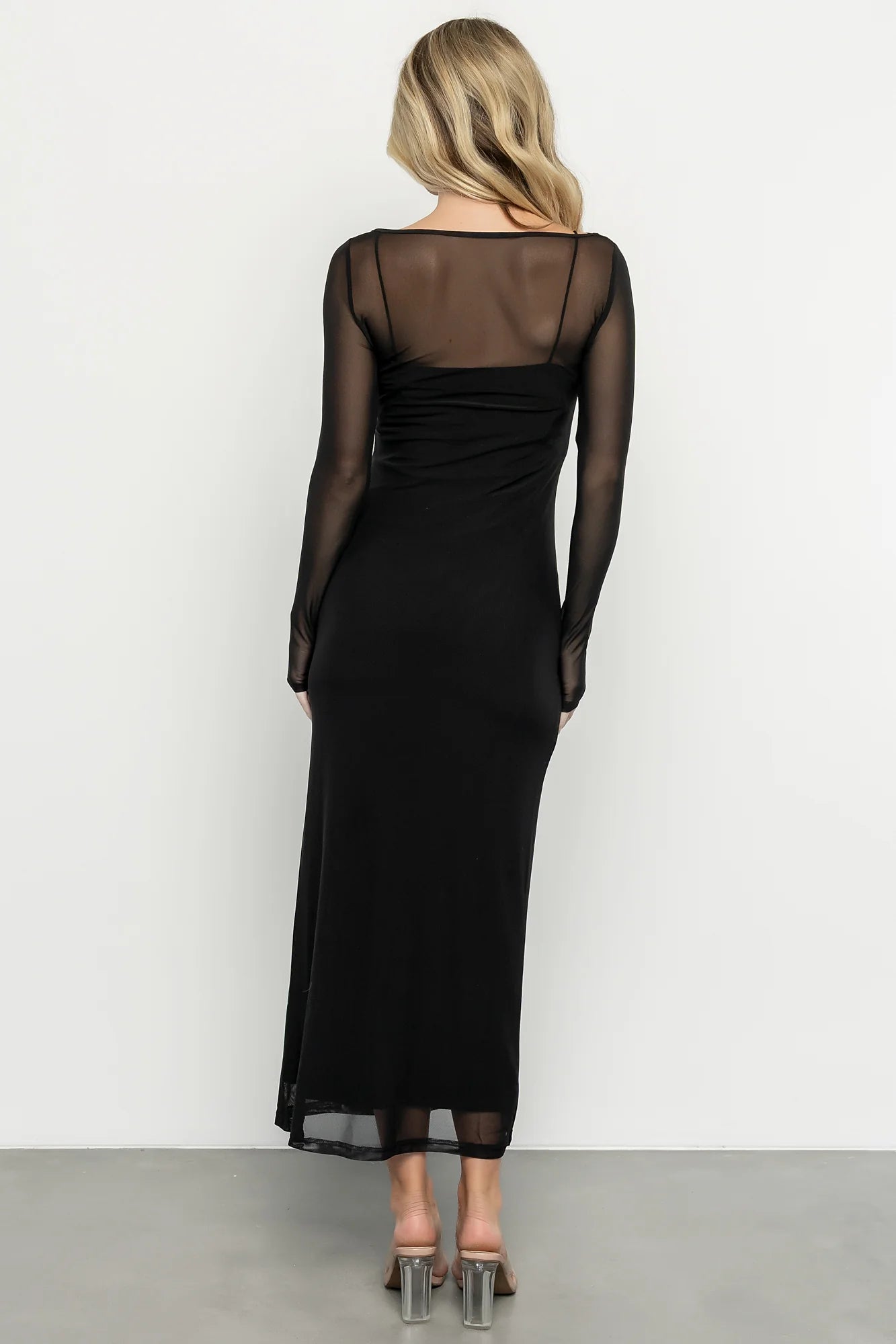 Darya Mesh Midi Dress | Black