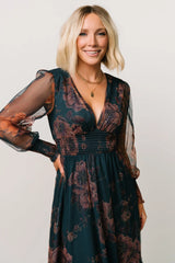 Layla Tulle Maxi Dress | Copper + Blue Metallic