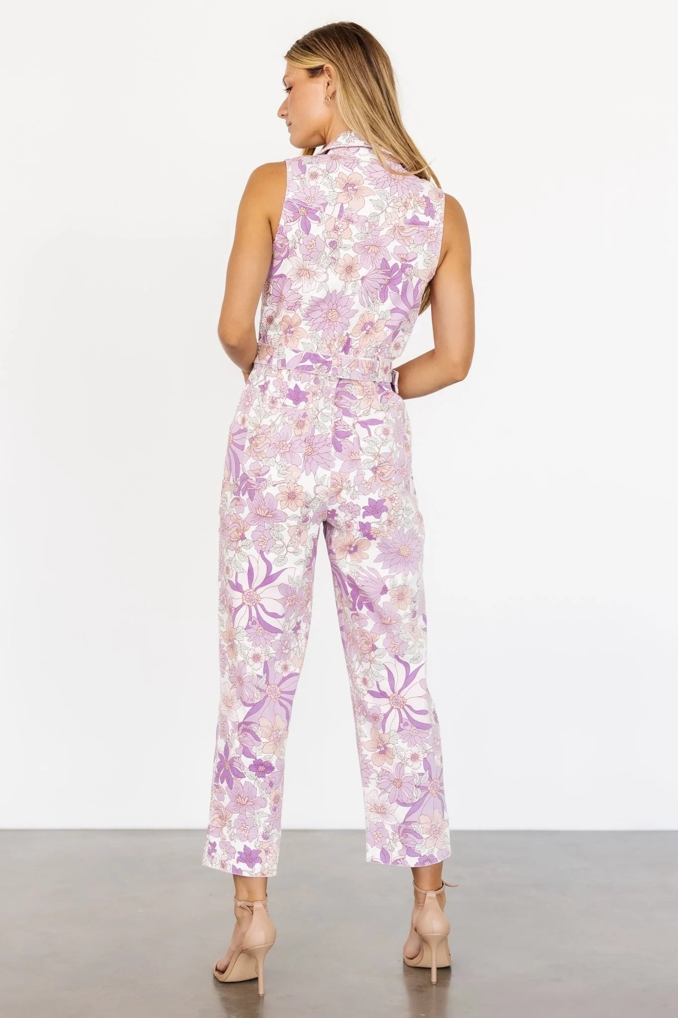 JoJo Sleeveless Jumpsuit | Purple Floral