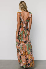 Nylah Back Tie Maxi Dress | Mocha Multi