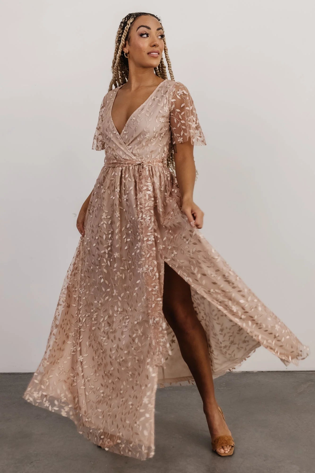 Marseille Embossed Maxi Dress | Champagne