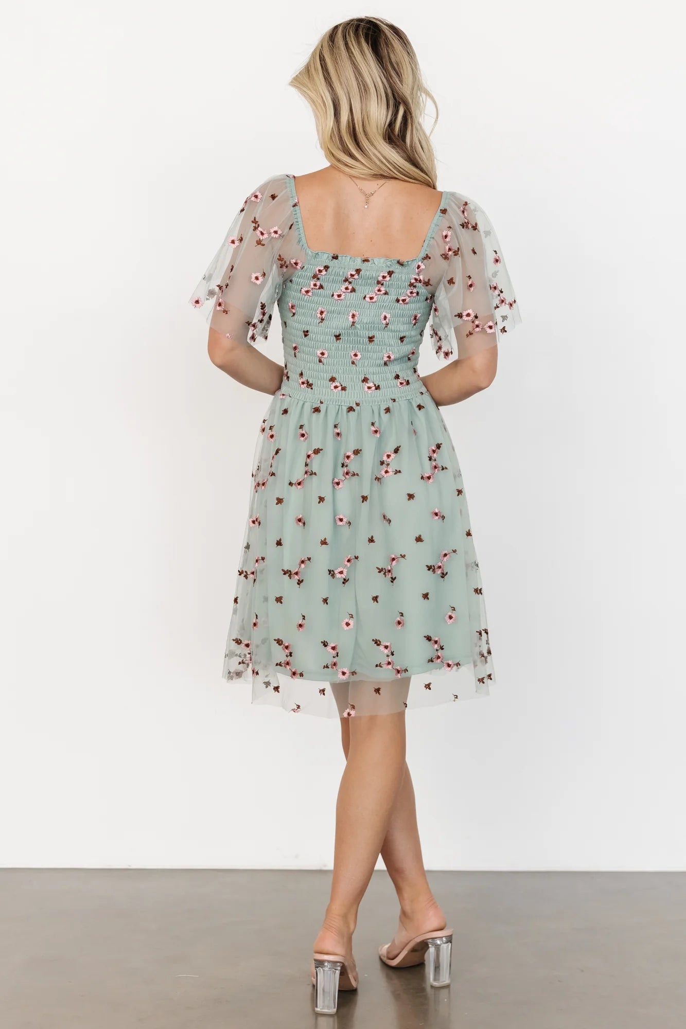 Tivoli Tulle Short Dress | Sage + Pink