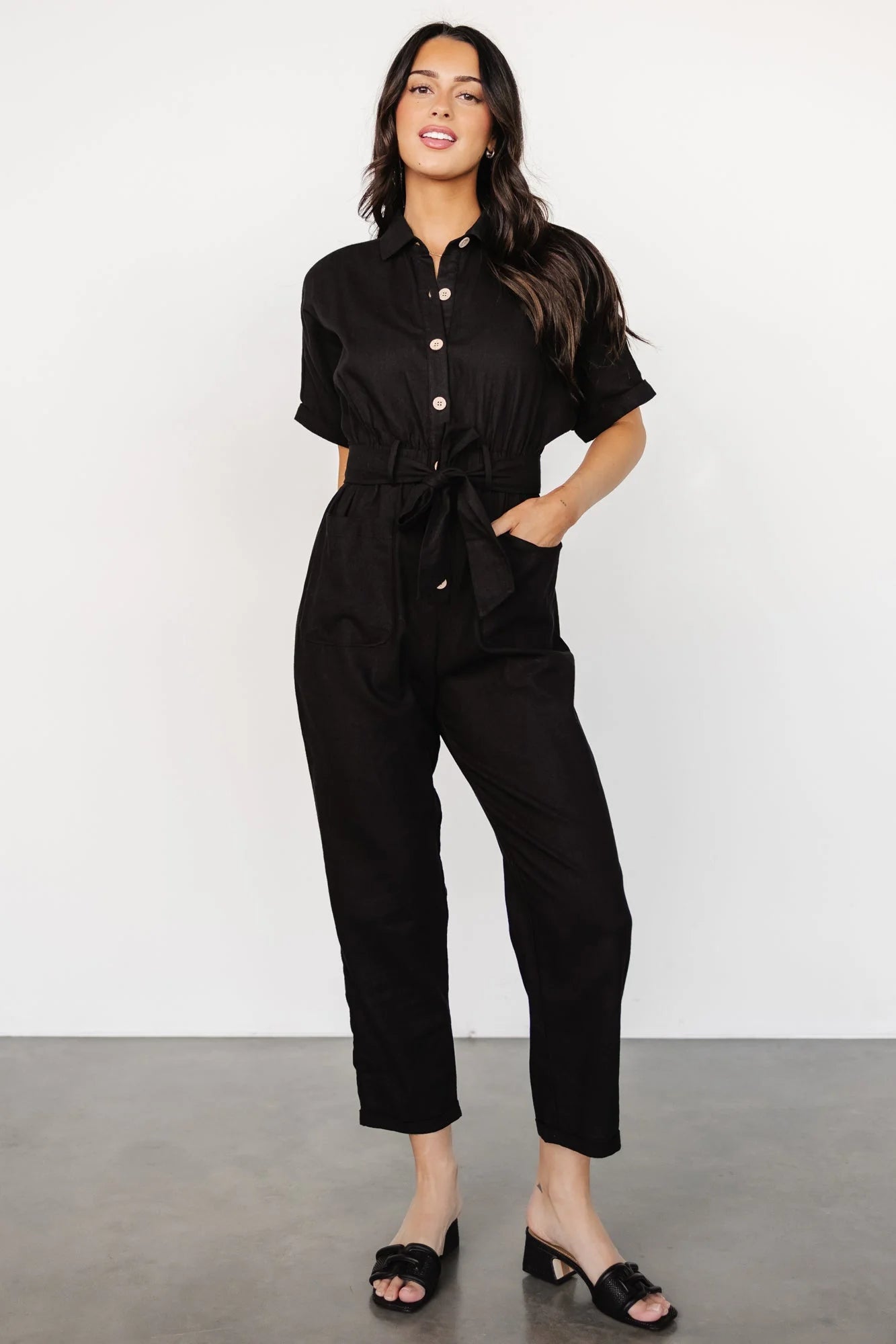Dallas Button Up Jumpsuit | Black