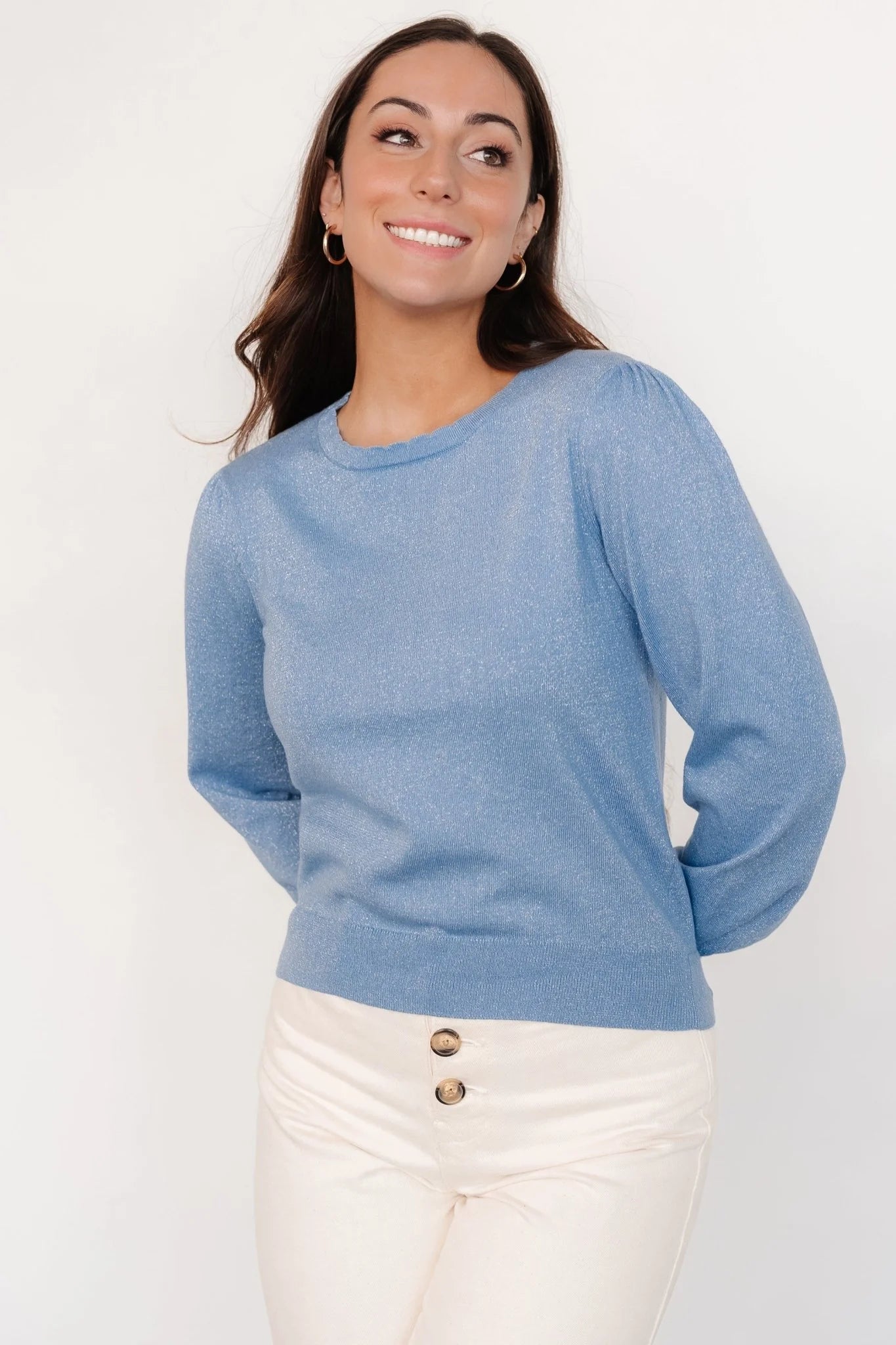 Benson Shimmer Sweater Top | Blue