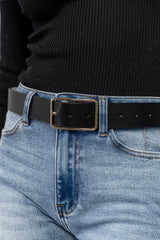 Bruna Faux Leather Buckle Belt | Black