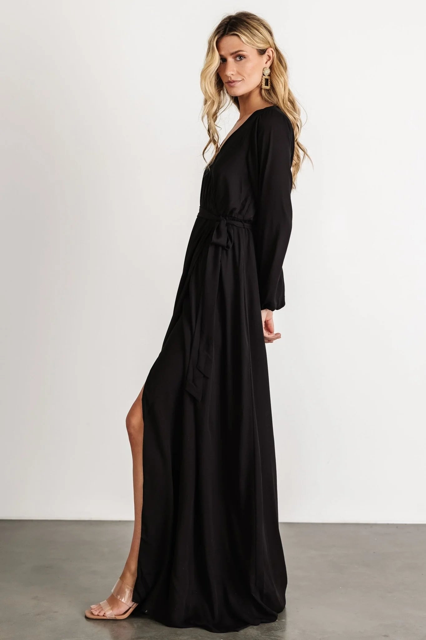 Breanne Faux Wrap Maxi Dress | Black