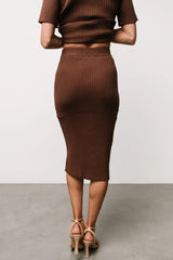 Stormi Ribbed Midi Skirt | Brown