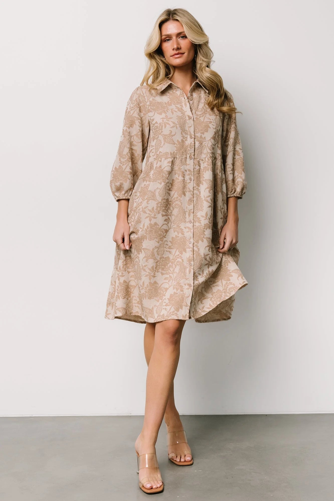 Dakota Babydoll Dress | Taupe Print