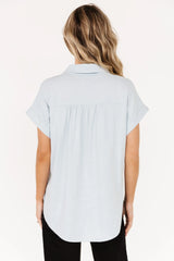 Clarke Button Up Top | Light Blue