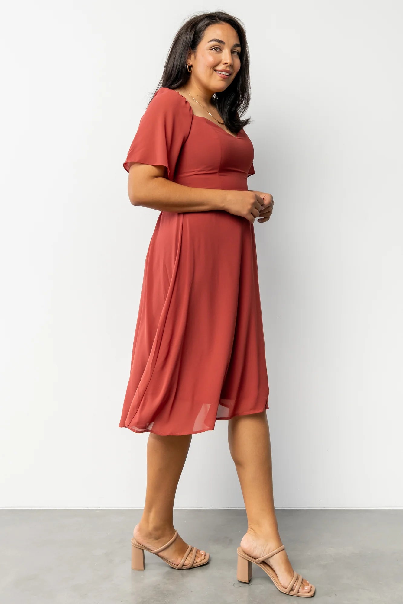 Colette Sweetheart Midi Dress | Terracotta