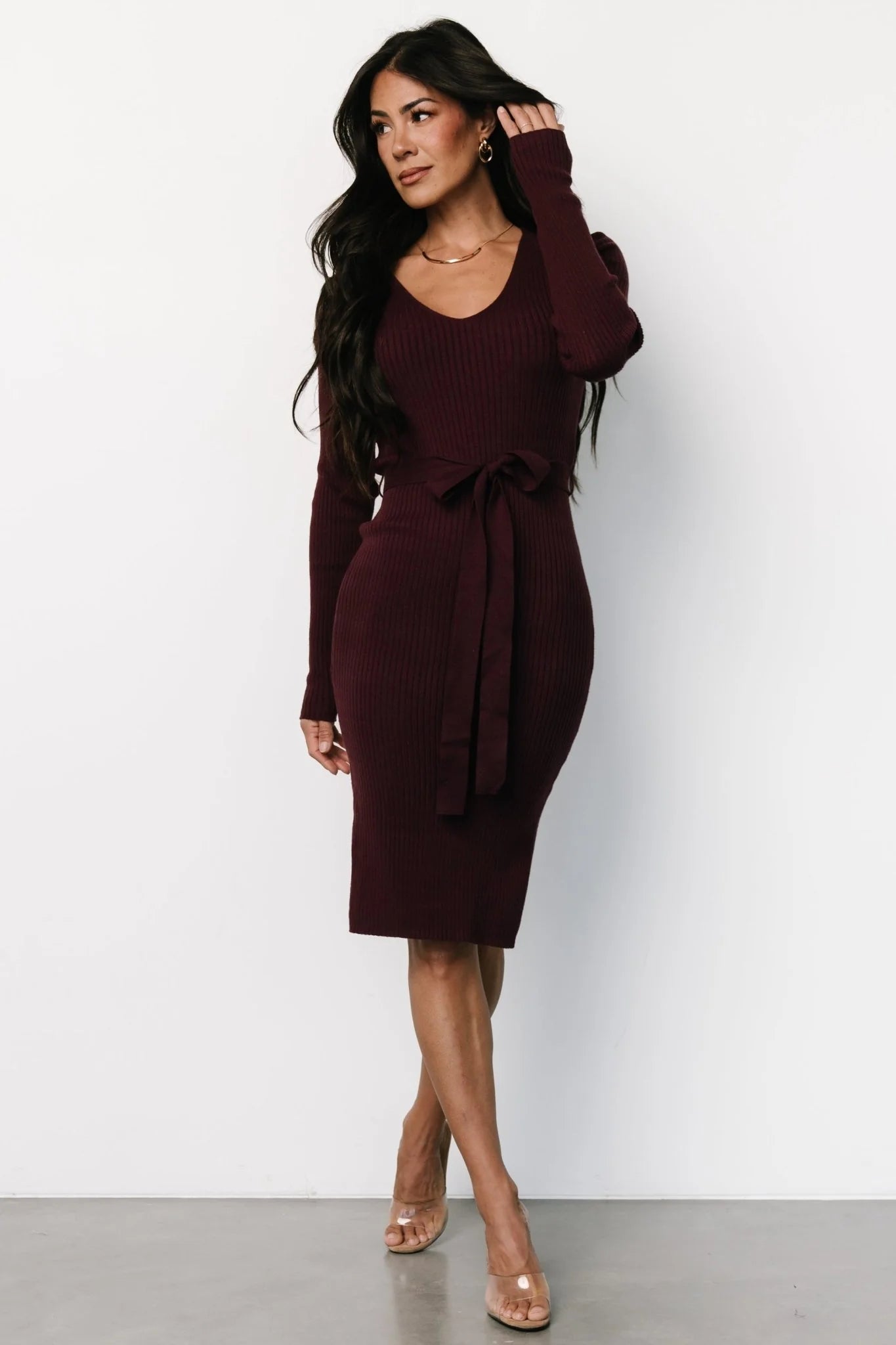 Blayne Ribbed Midi Dress | Mulberry