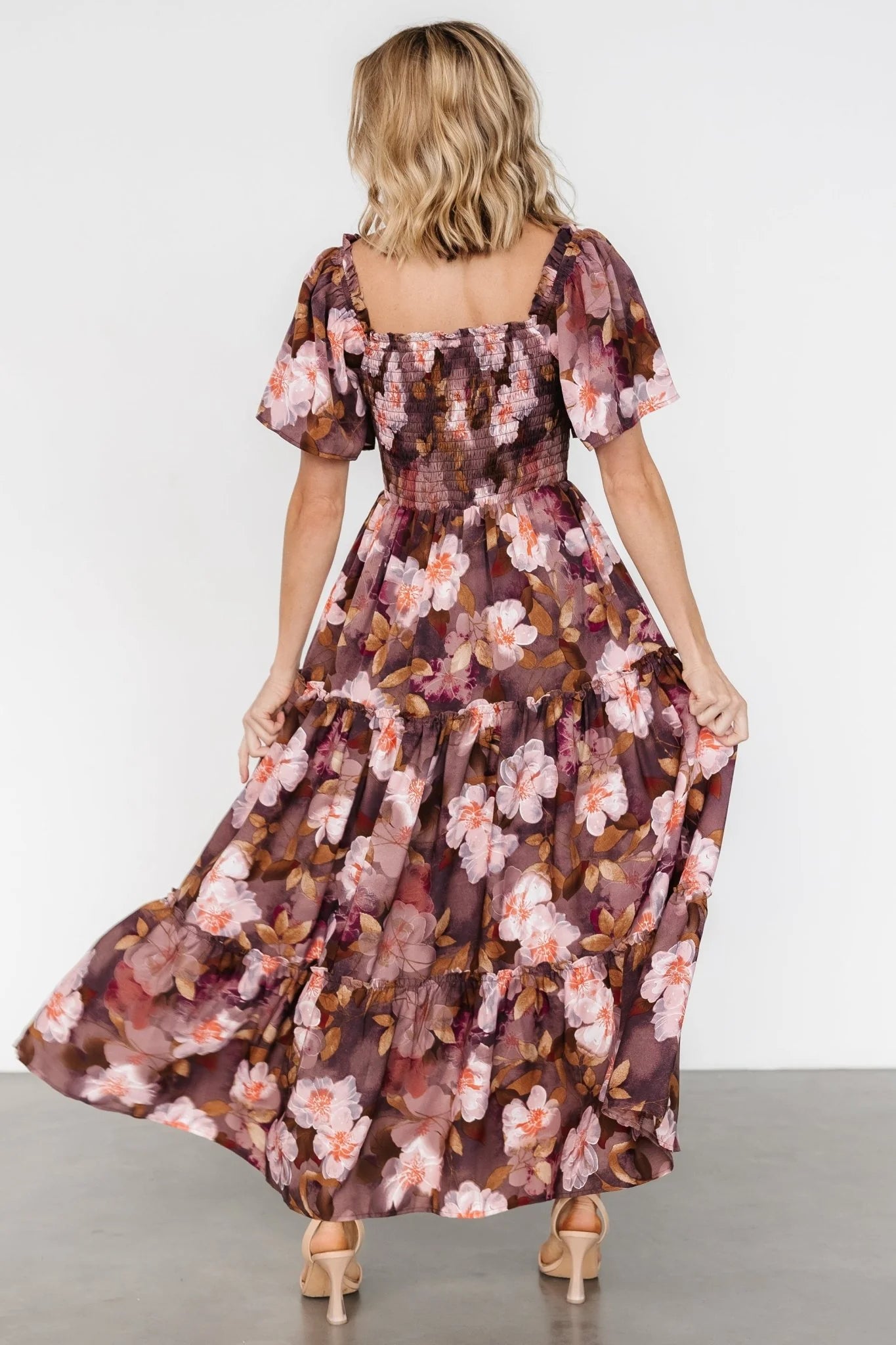 Southampton Smocked Maxi Dress | Brown Floral
