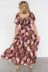 Southampton Smocked Maxi Dress | Brown Floral