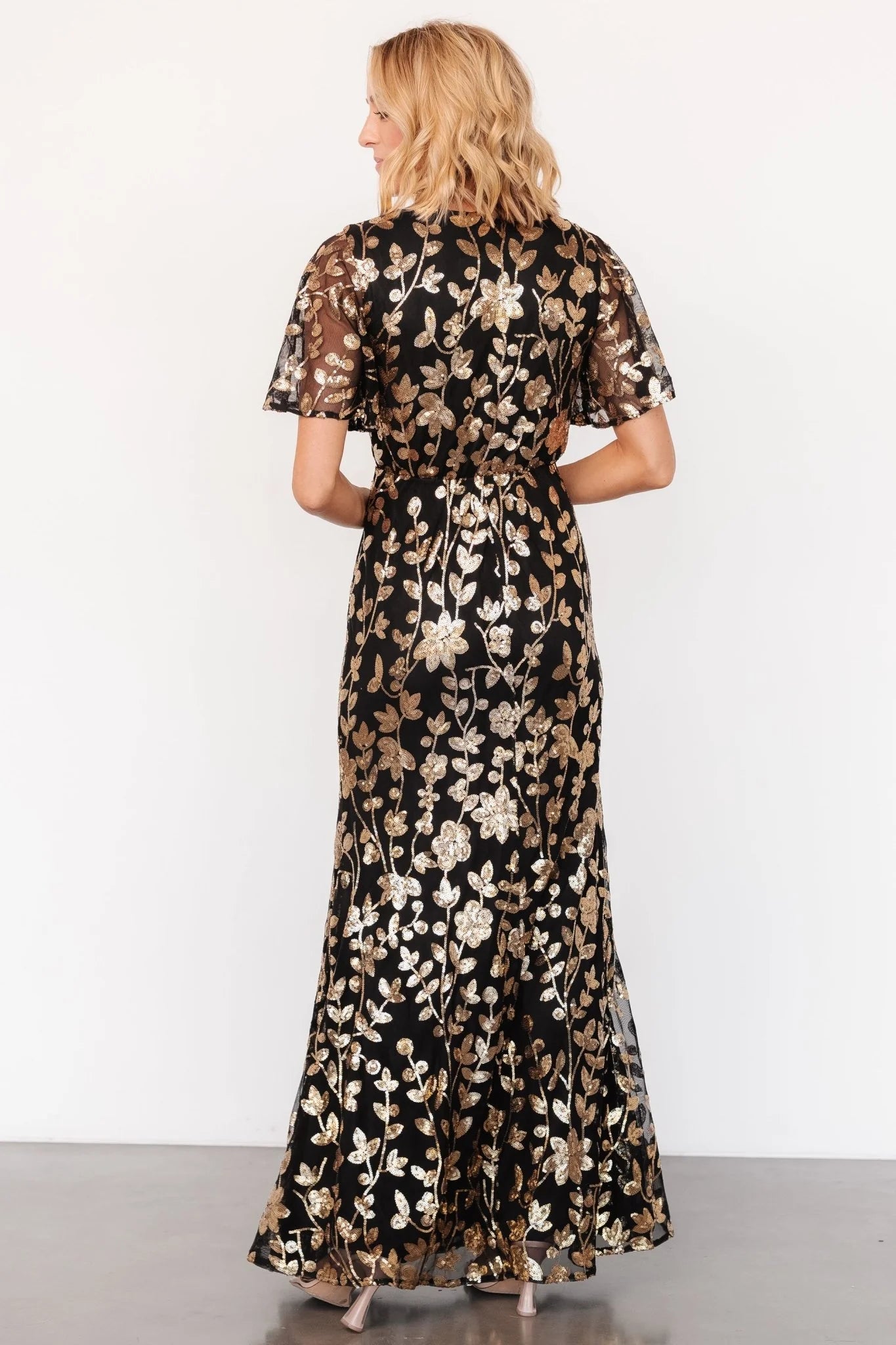 Esme Sequin Dress | Black + Gold