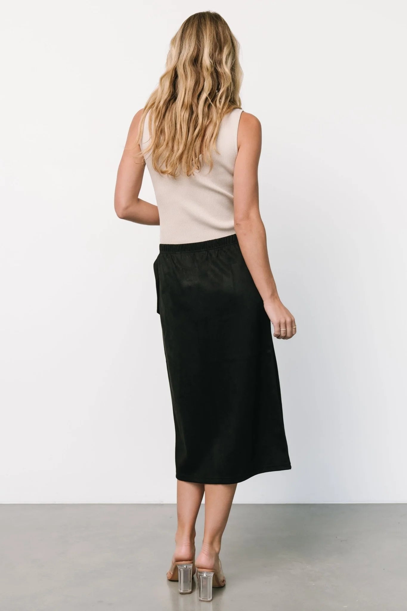 Malika Faux Wrap Skirt | Black