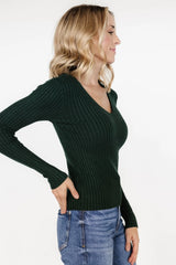 Adrian Ribbed Sweater Top | Green