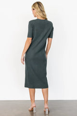 Alicia Ribbed Midi Dress | Dusty Jade