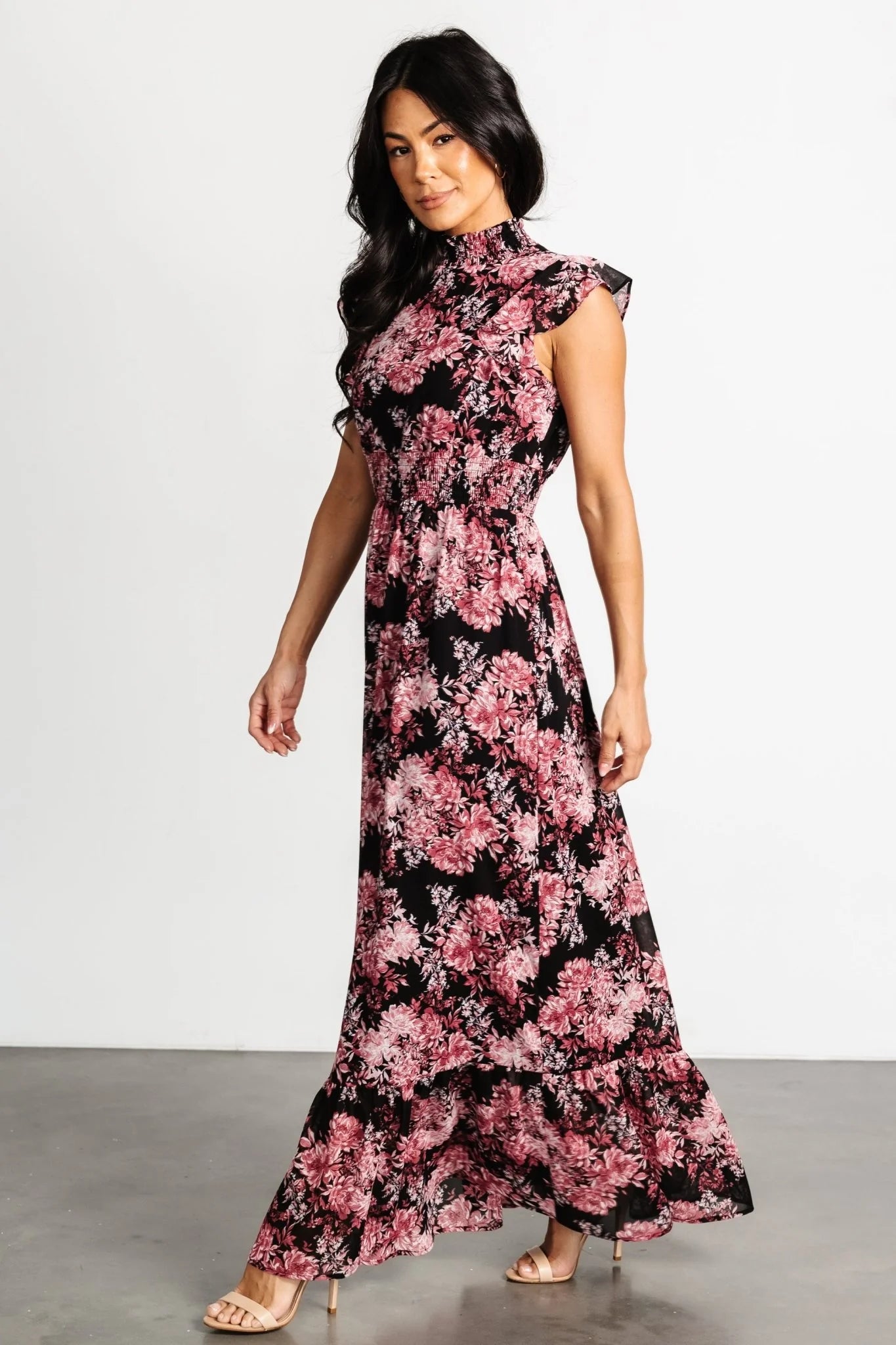 Kearny Ruffle Maxi Dress | Black + Mauve