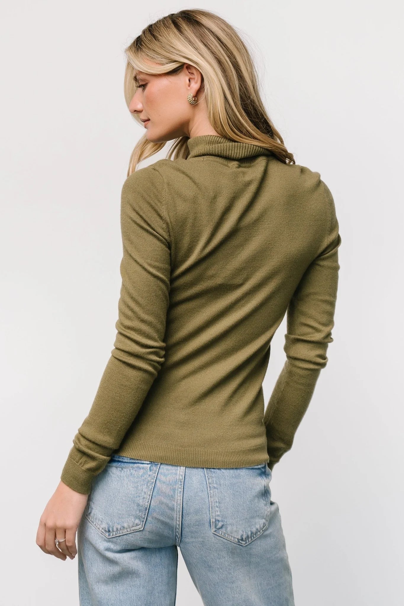 Lorelai Turtleneck Sweater Top | Olive