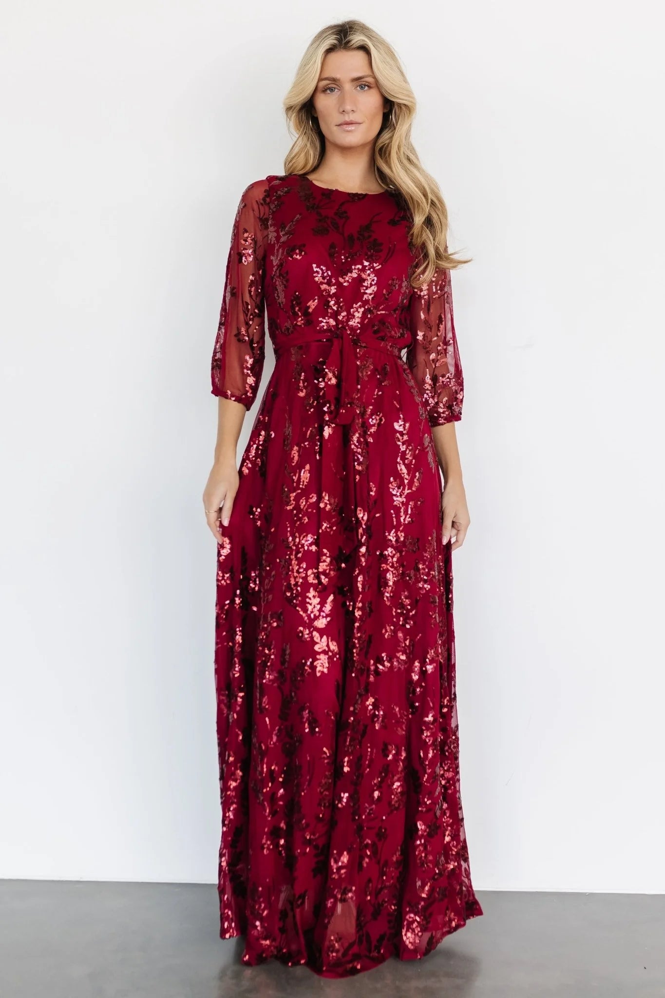 Destiny Sequin Maxi Dress | Wine