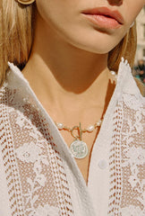 Baroque Pearls and Gold Pendant Toggle Necklace