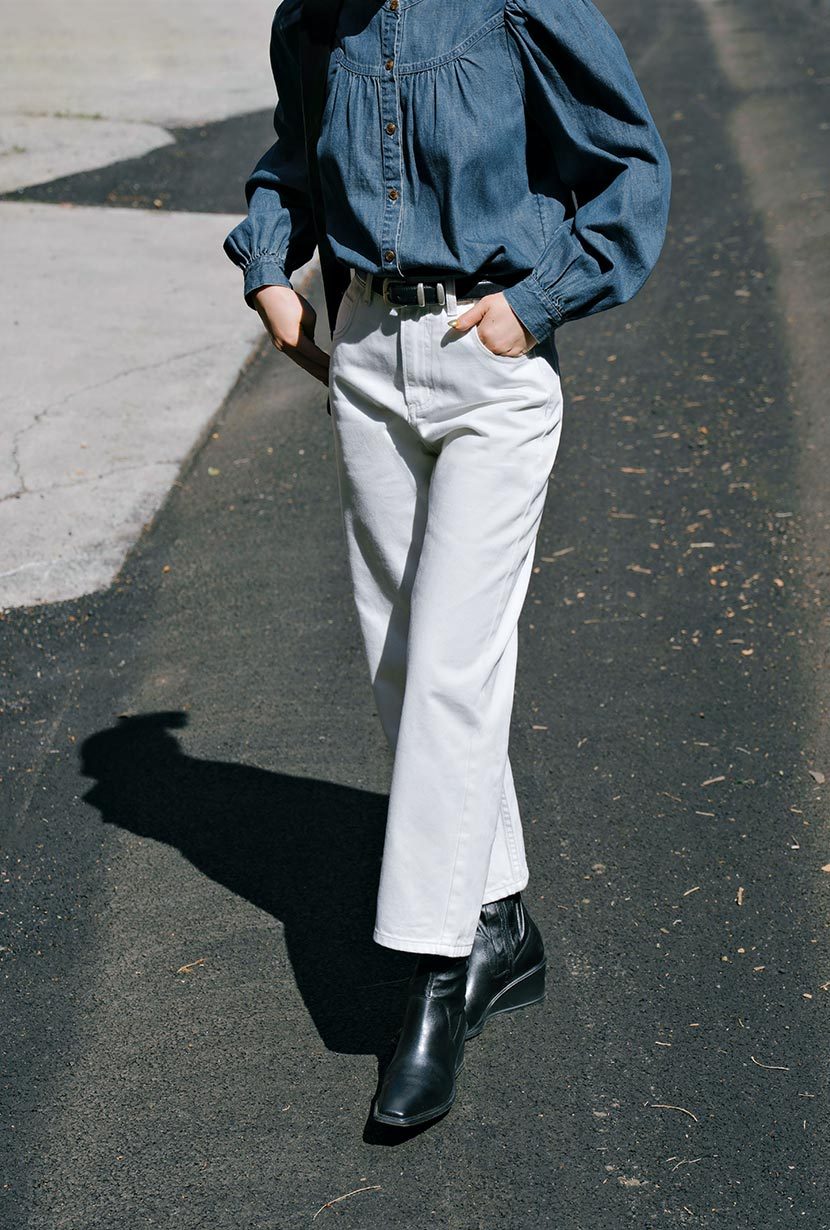 Bentley Straight Cropped Jeans - White