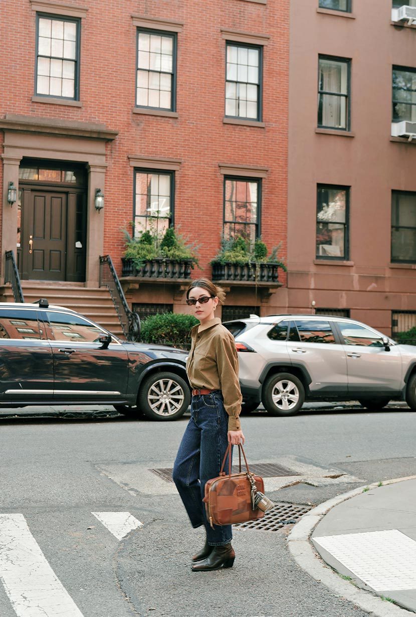 Brenda Cotton Blend Shirt - Olive Brown