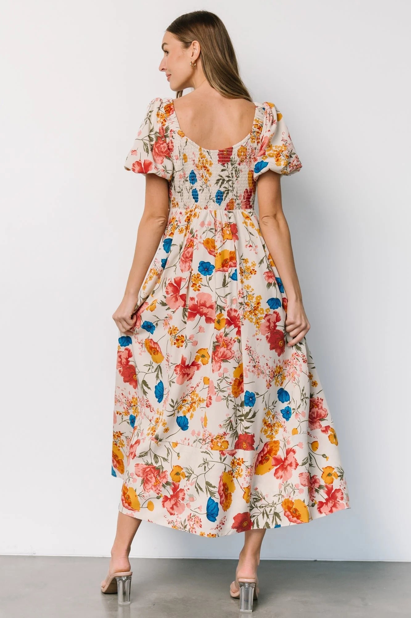 Greta Pleated Maxi Dress | Cream Multi Floral