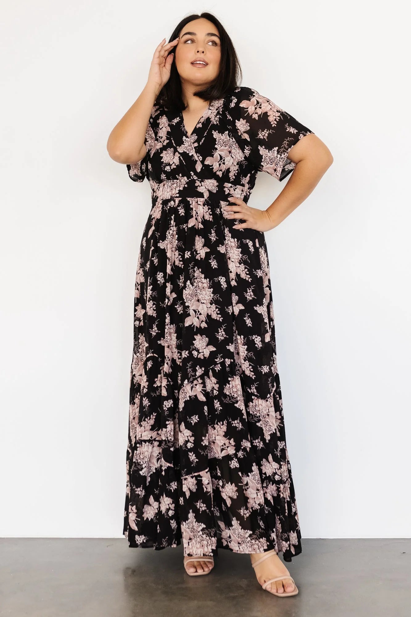 Katherine Maxi Dress | Black + Blush Floral