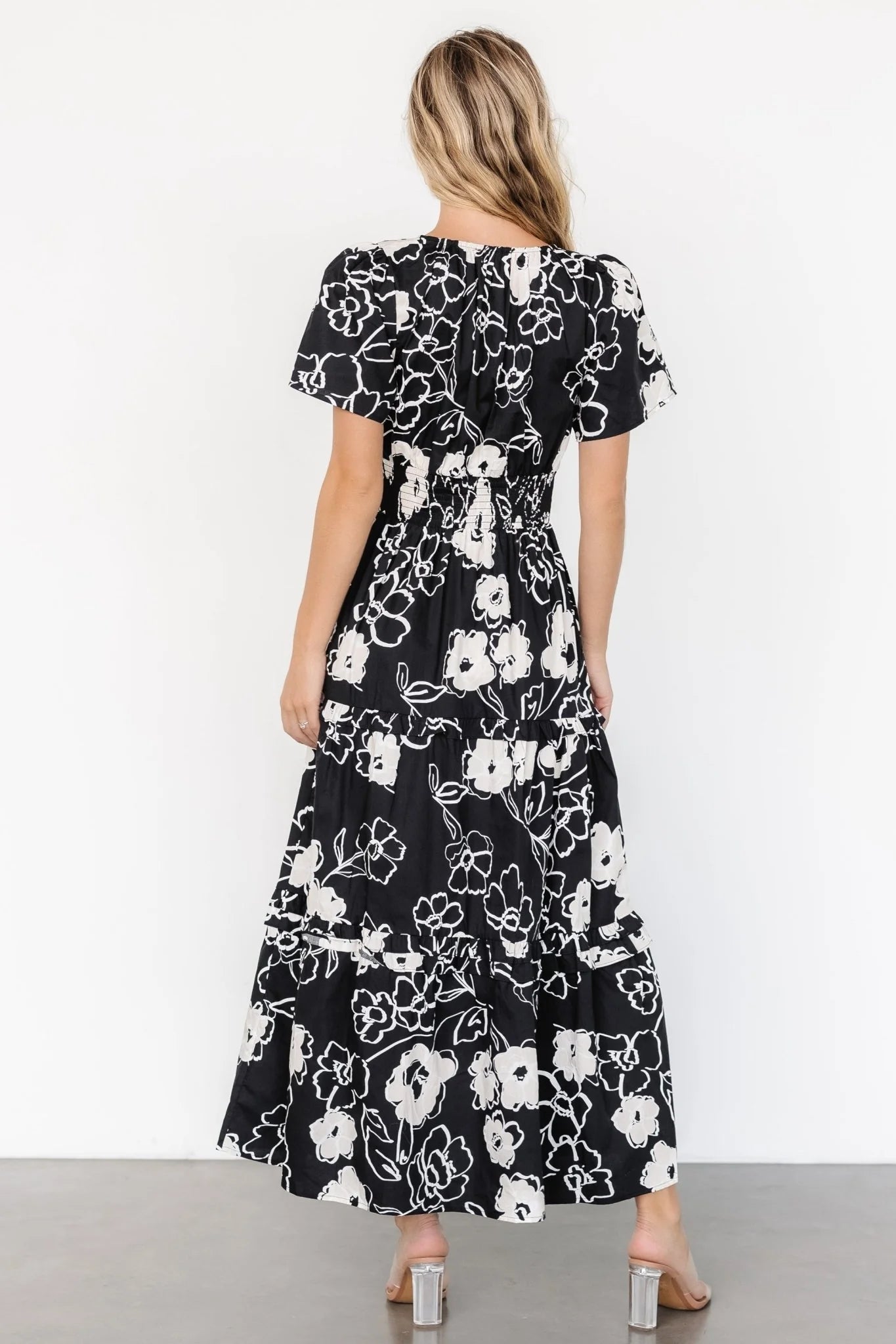 Kiana Poplin Maxi Dress | Black + Cream