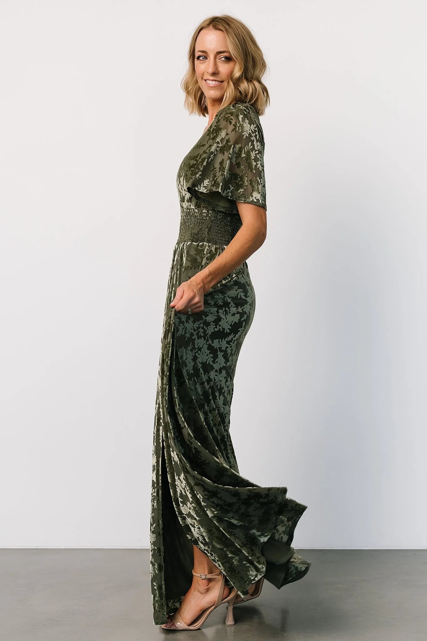 Veronica Velvet Maxi Dress | Dark Sage