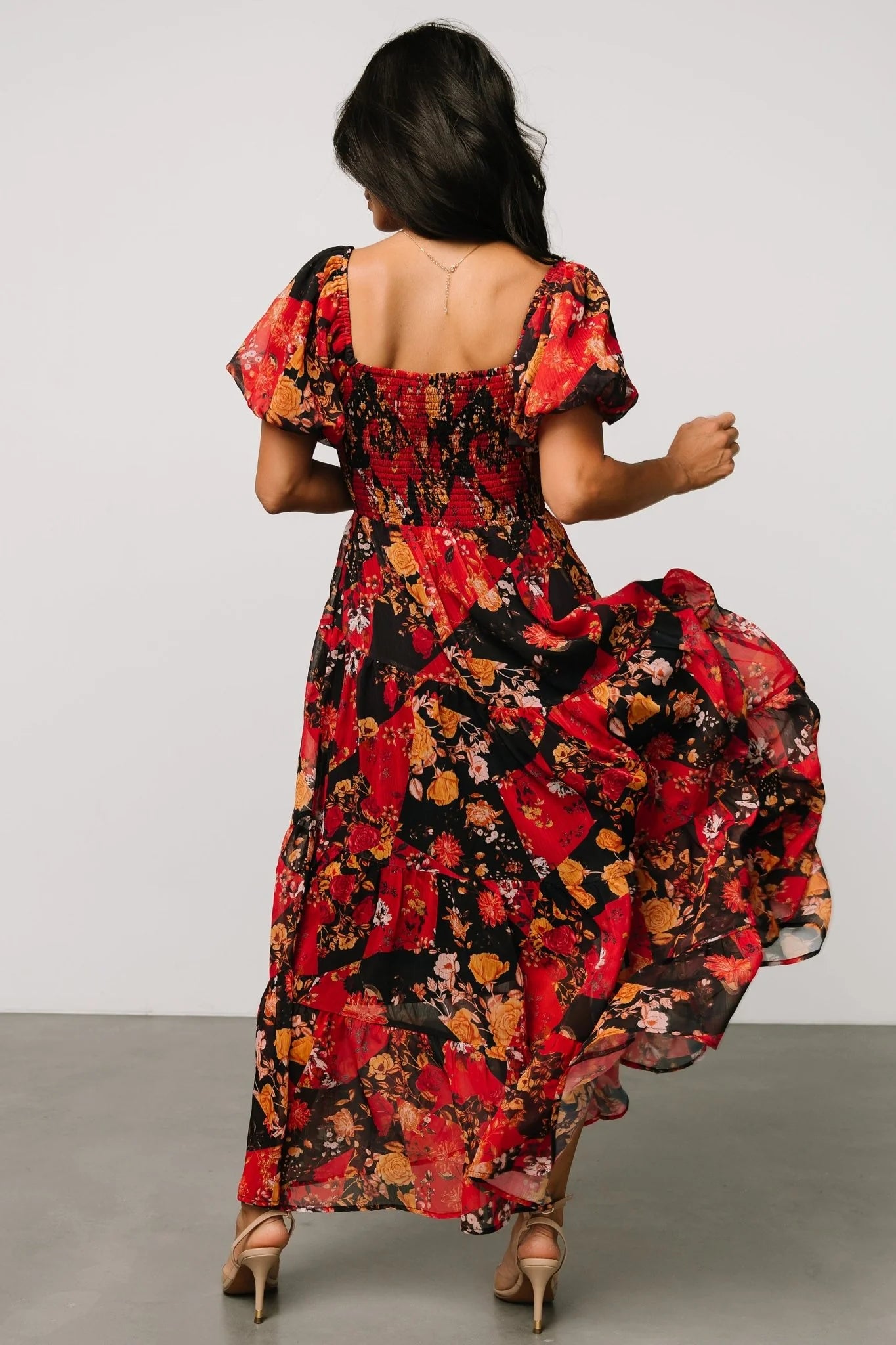 Suzy Maxi Dress | Black + Red Multi