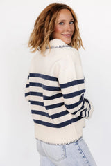 Bastian Striped Sweater | Cream + Navy