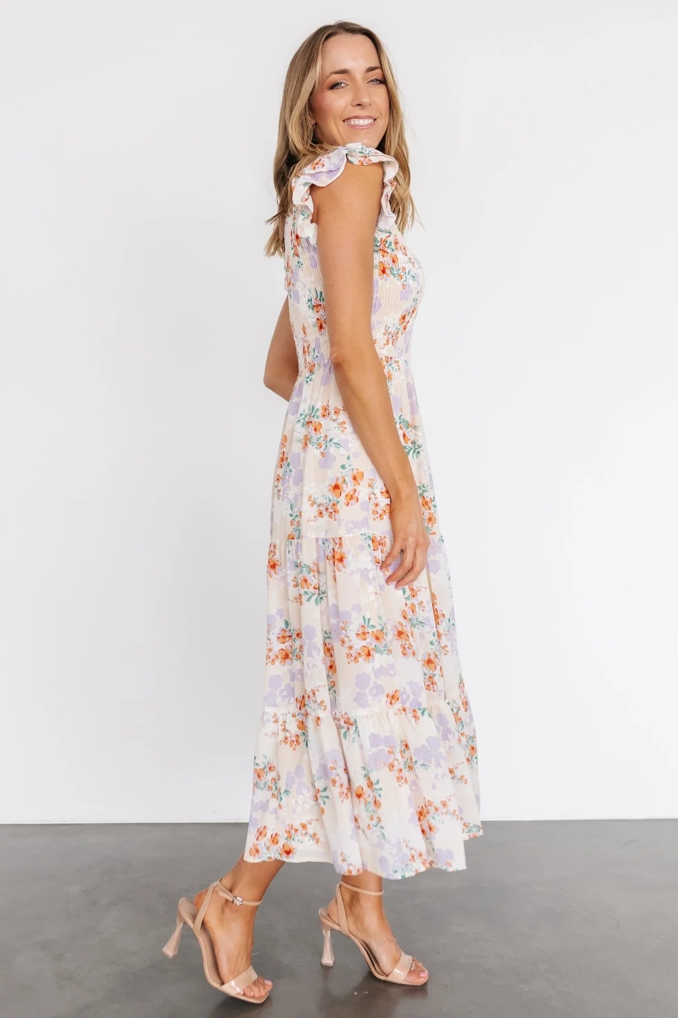 Arla Smocked Maxi Dress | Cream Floral